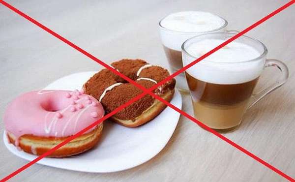 Сладости, а также кофе и чай тоже запрещены.